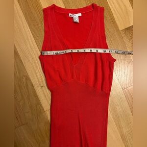 New Juniors Reddish Orange Small Mango Sleeveless Top